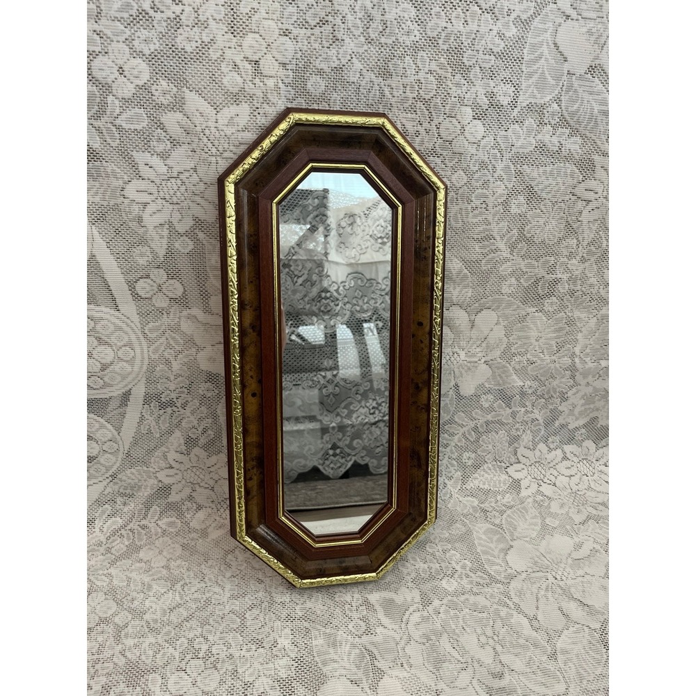 Vintage Farmhouse Home Interiors Wooden Wall Mirror 18.5" X 8.5" - Hangs 2 Ways